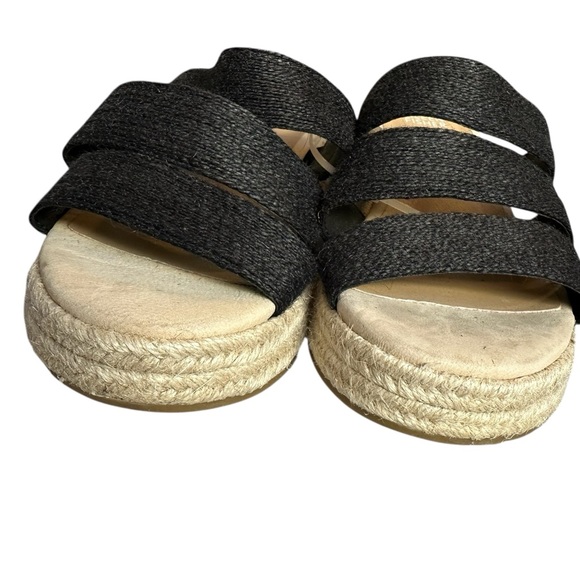 NEW Eileen Fisher Mayla Espadrille Jute Platform Sandal Slide in Black - Size 8 - Picture 6 of 11